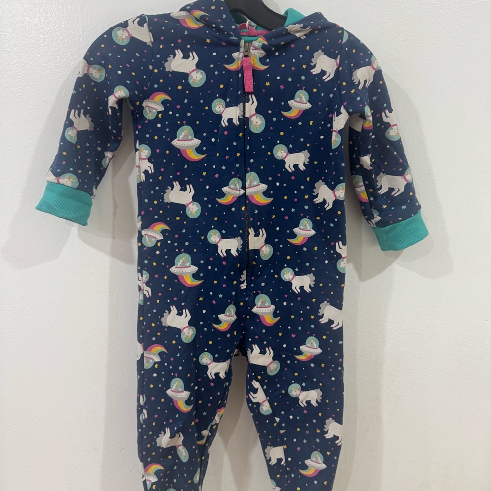 Girl organic cotton Space Adventure One Piece - Navy